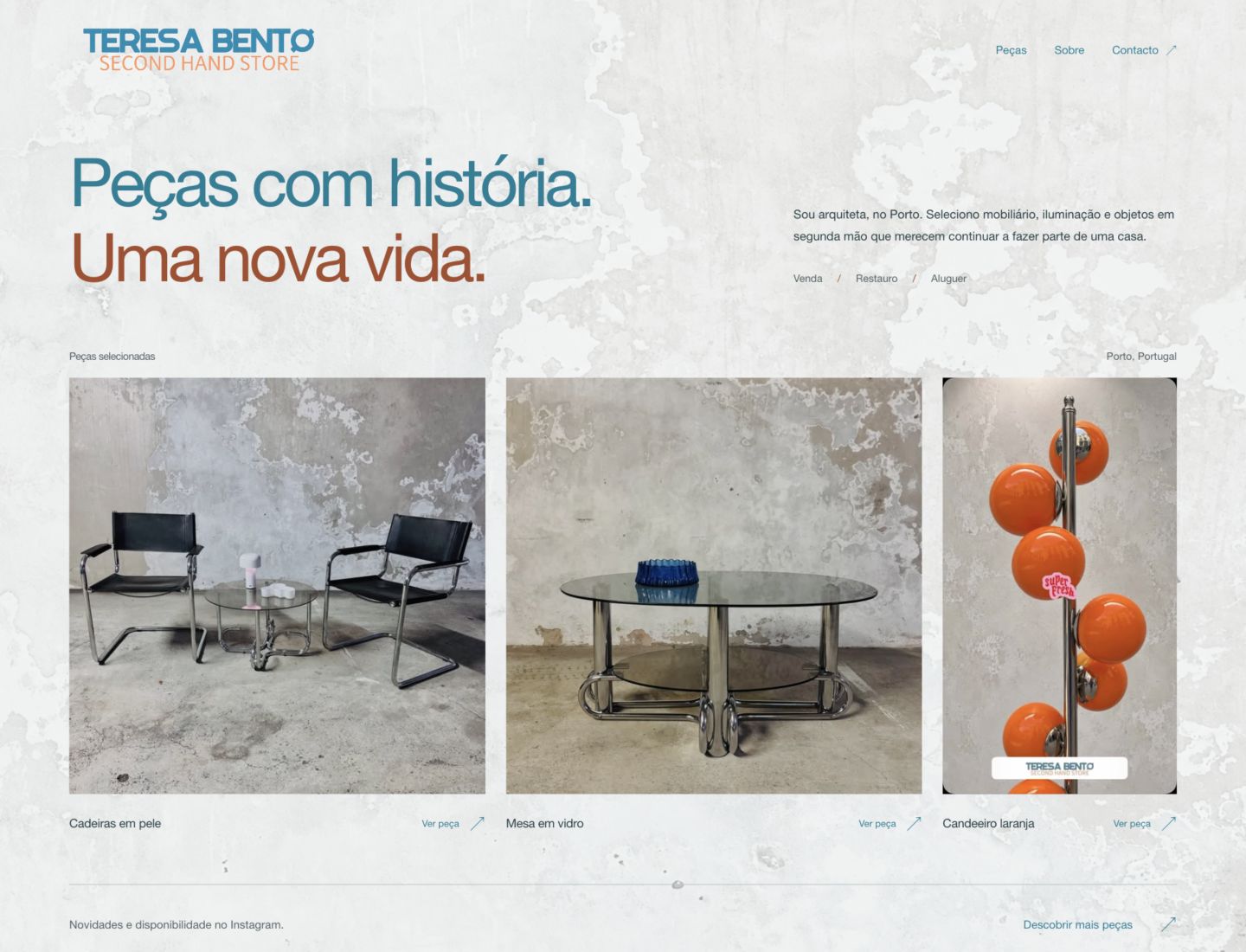 Captura real da página inicial de Teresa Bento em desktop. Abrir imagem completa.